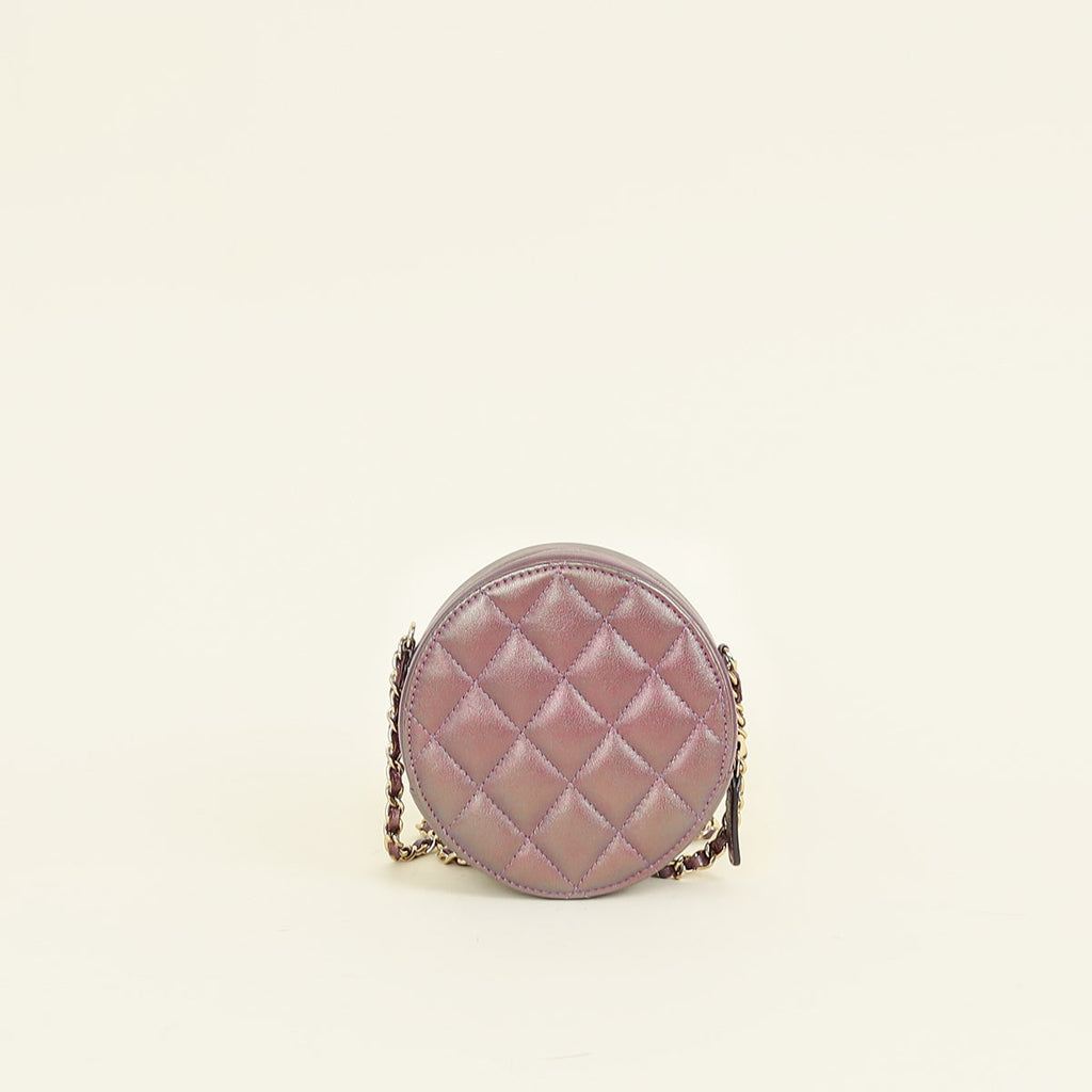 Chanel Metallic Purple Round Clutch w/ Chain