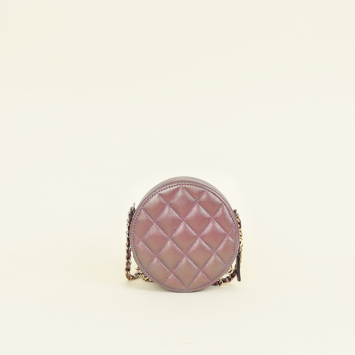 Chanel Metallic Purple Round Clutch w/ Chain