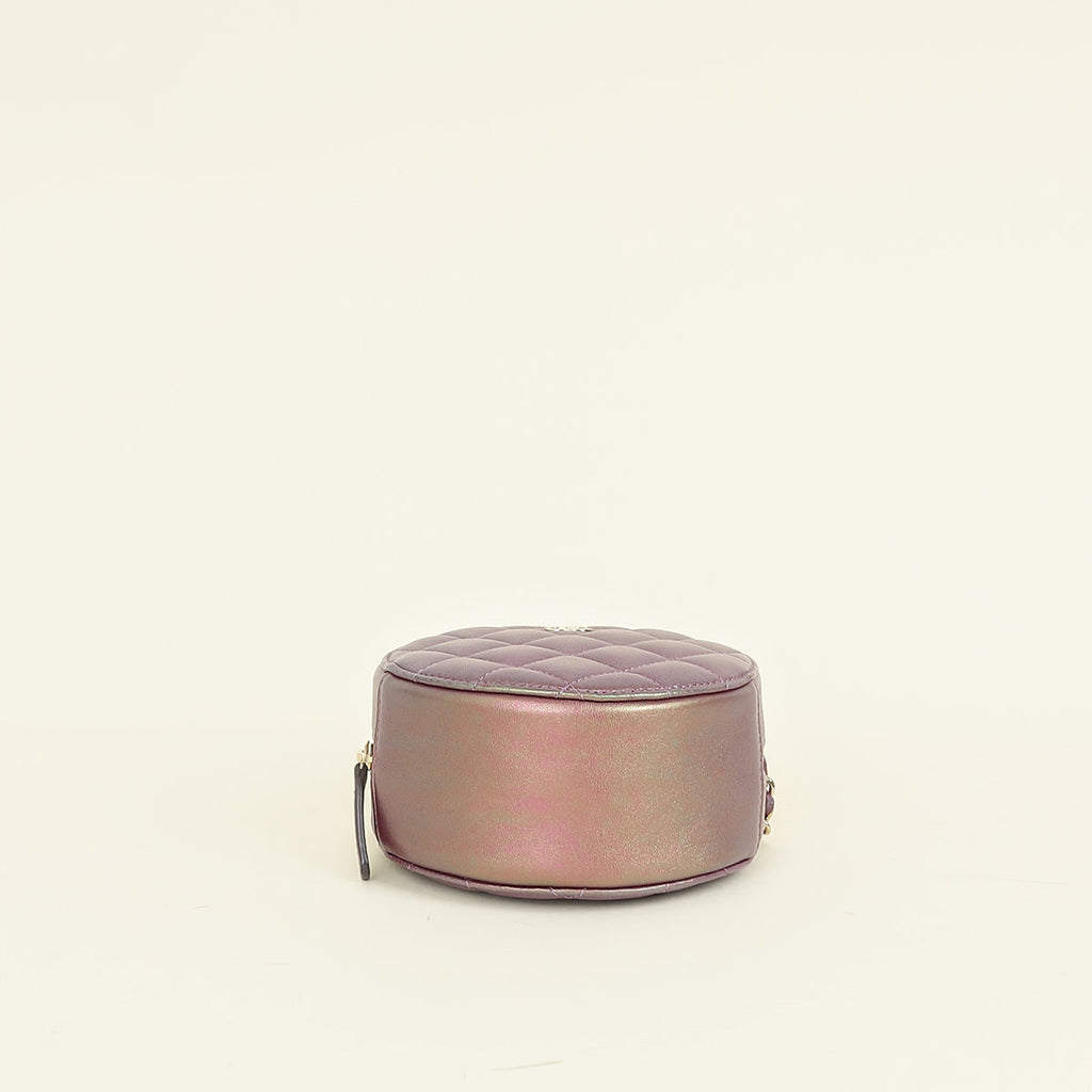 Chanel Metallic Purple Round Clutch w/ Chain