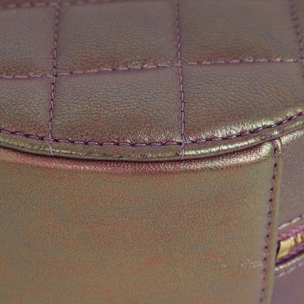 Chanel Metallic Purple Round Clutch w/ Chain