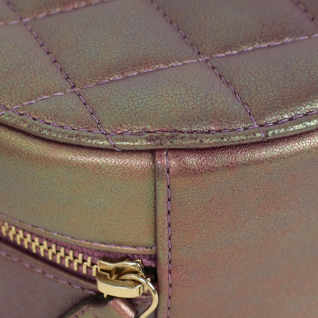 Chanel Metallic Purple Round Clutch w/ Chain