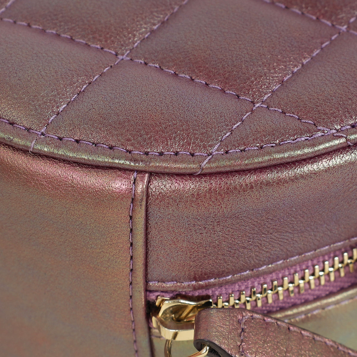 Chanel Metallic Purple Round Clutch w/ Chain