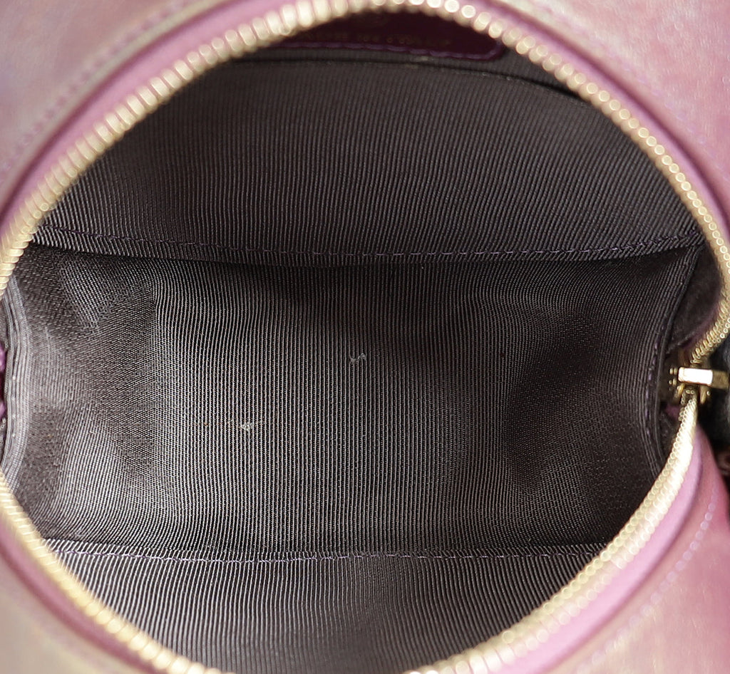Chanel Metallic Purple Round Clutch w/ Chain