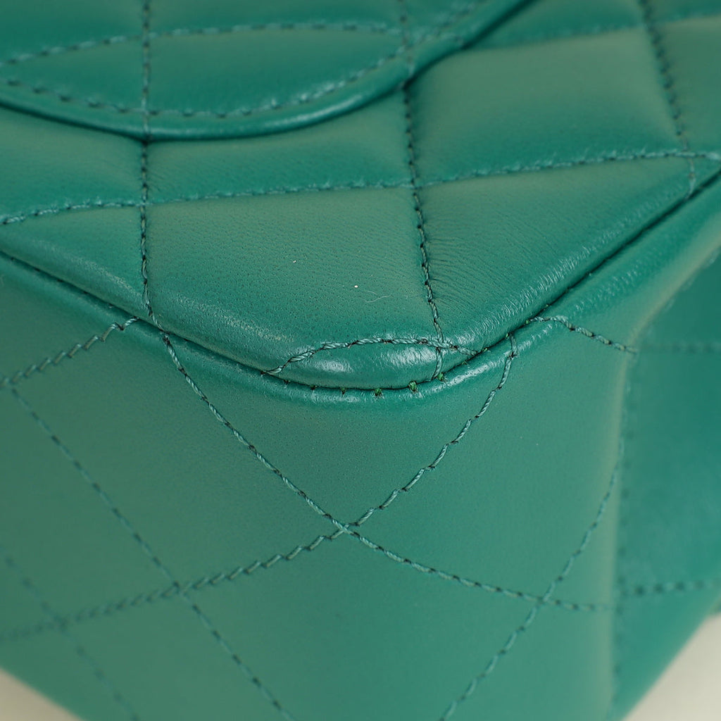 Chanel Green CC Classic Mini Rectangular Flap Bag
