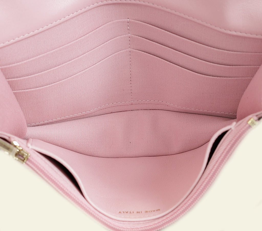 Chanel Pink CC Imitation Pearl Top Handle Wallet On Chain