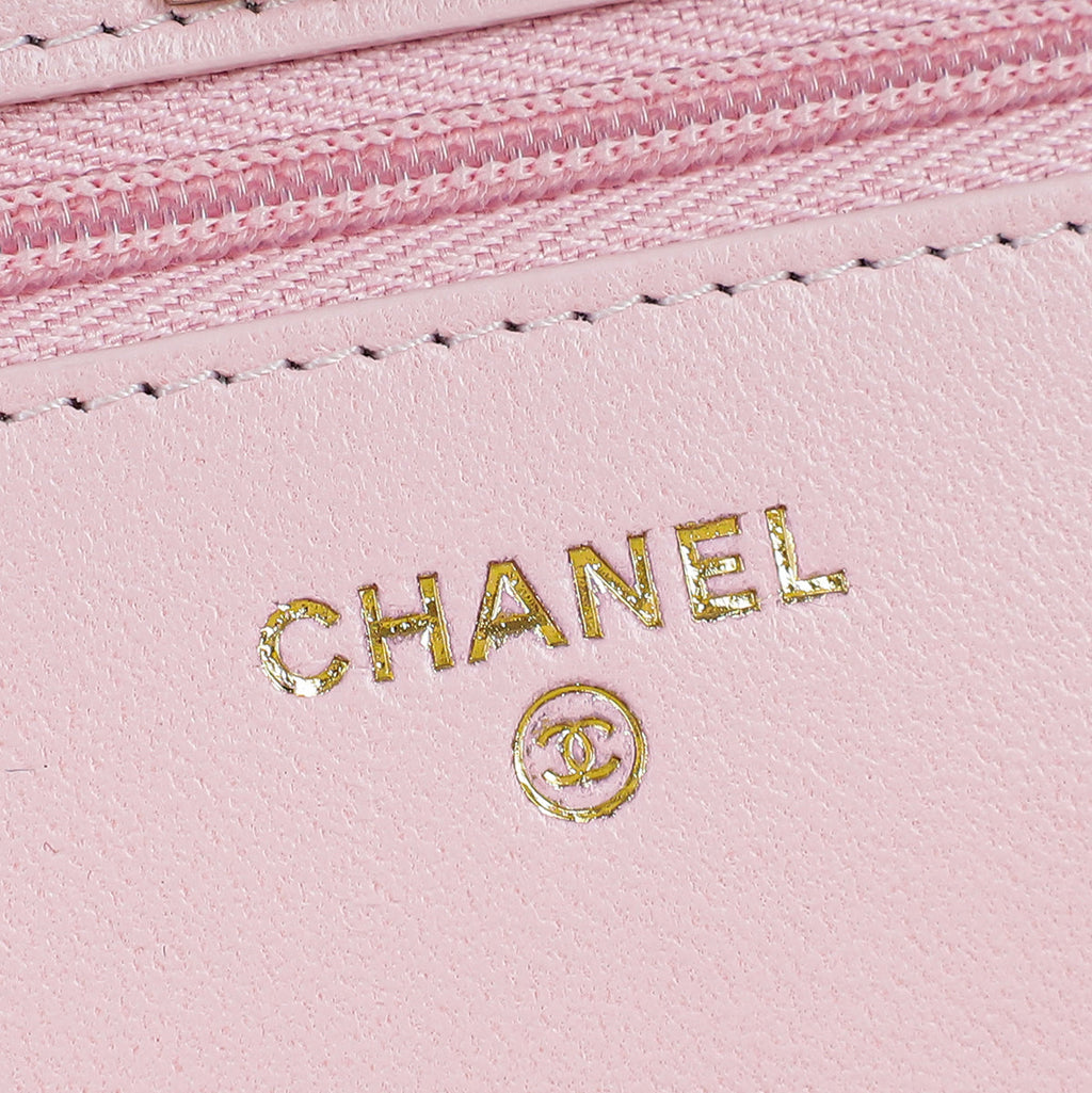 Chanel Pink CC Imitation Pearl Top Handle Wallet On Chain