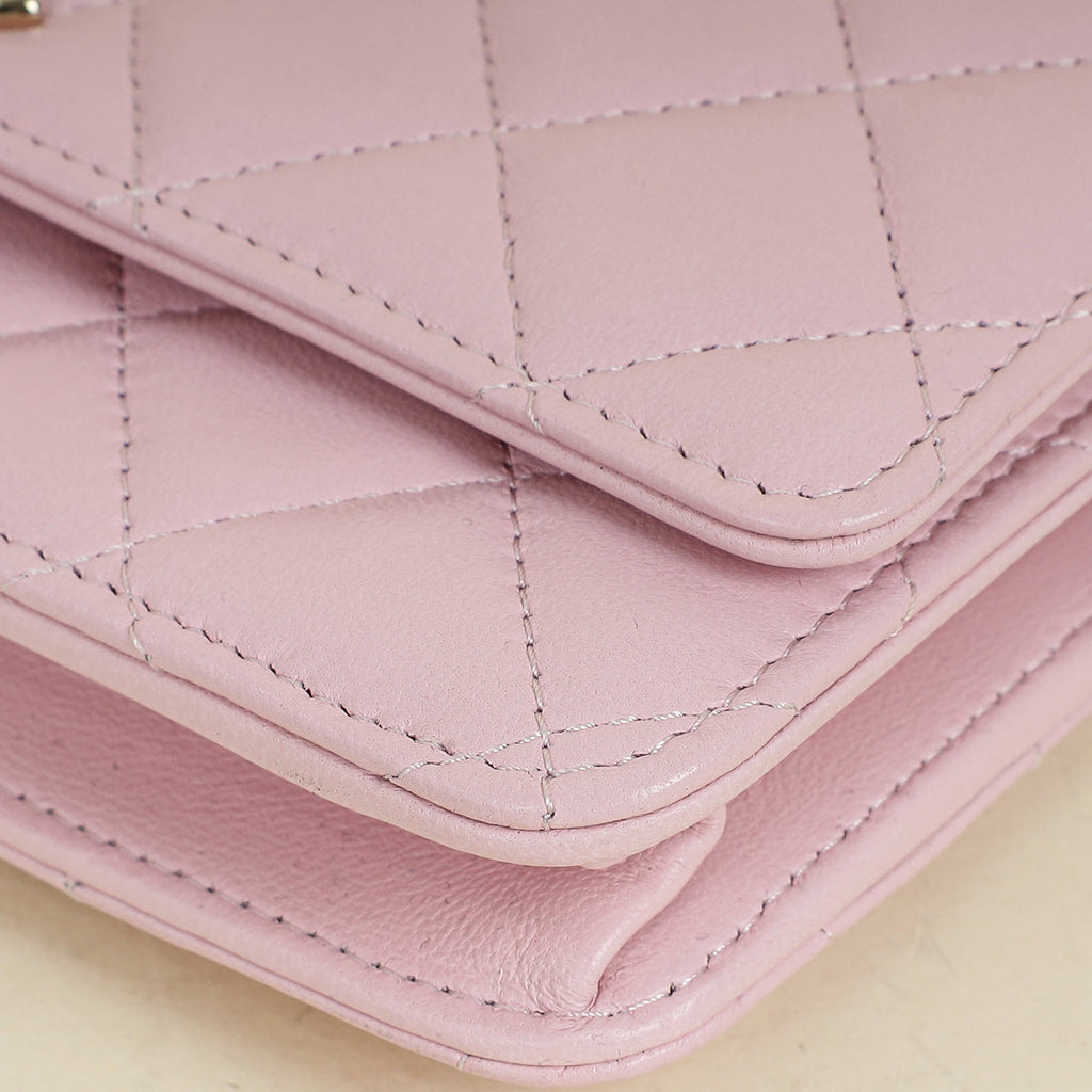 Chanel Pink CC Imitation Pearl Top Handle Wallet On Chain