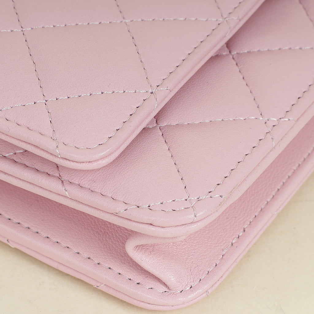 Chanel Pink CC Imitation Pearl Top Handle Wallet On Chain