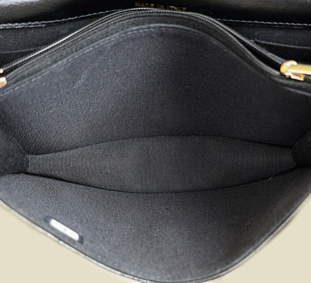 Chanel Black CC PearL Top Handle Clutch Chain
