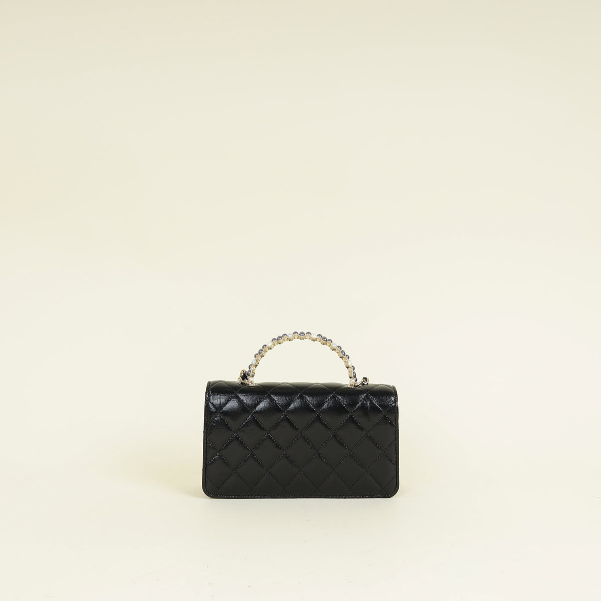 Chanel Black CC PearL Top Handle Clutch Chain