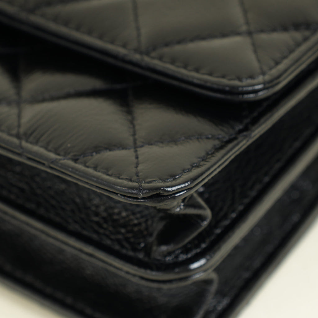 Chanel Black CC PearL Top Handle Clutch Chain