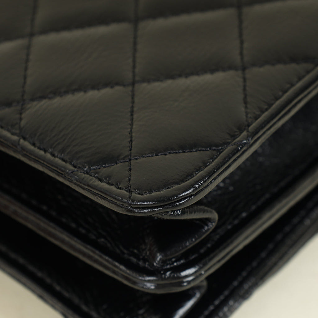 Chanel Black CC PearL Top Handle Clutch Chain