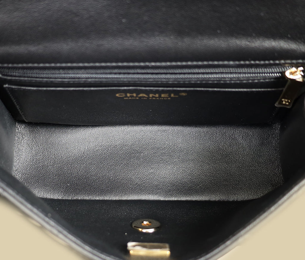 Chanel Black CC Classic Top Handle Mini Rectangular Bag
