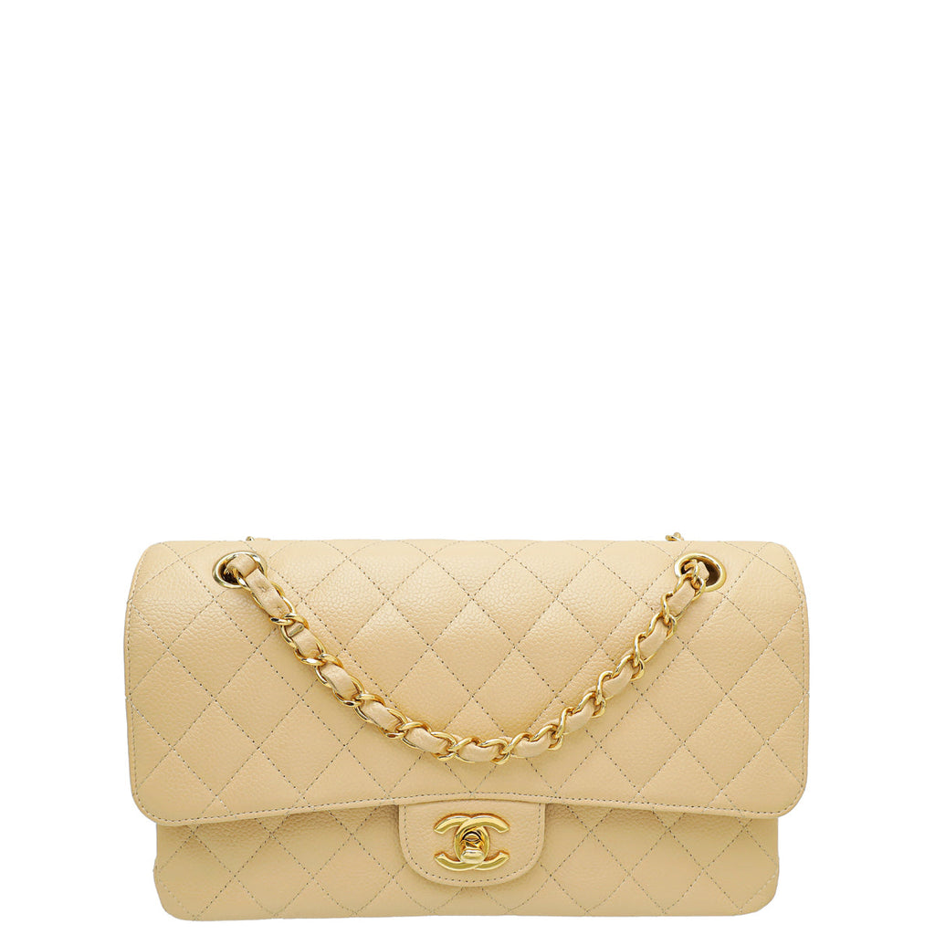 Chanel Beige CC Classic Double Flap Medium Bag