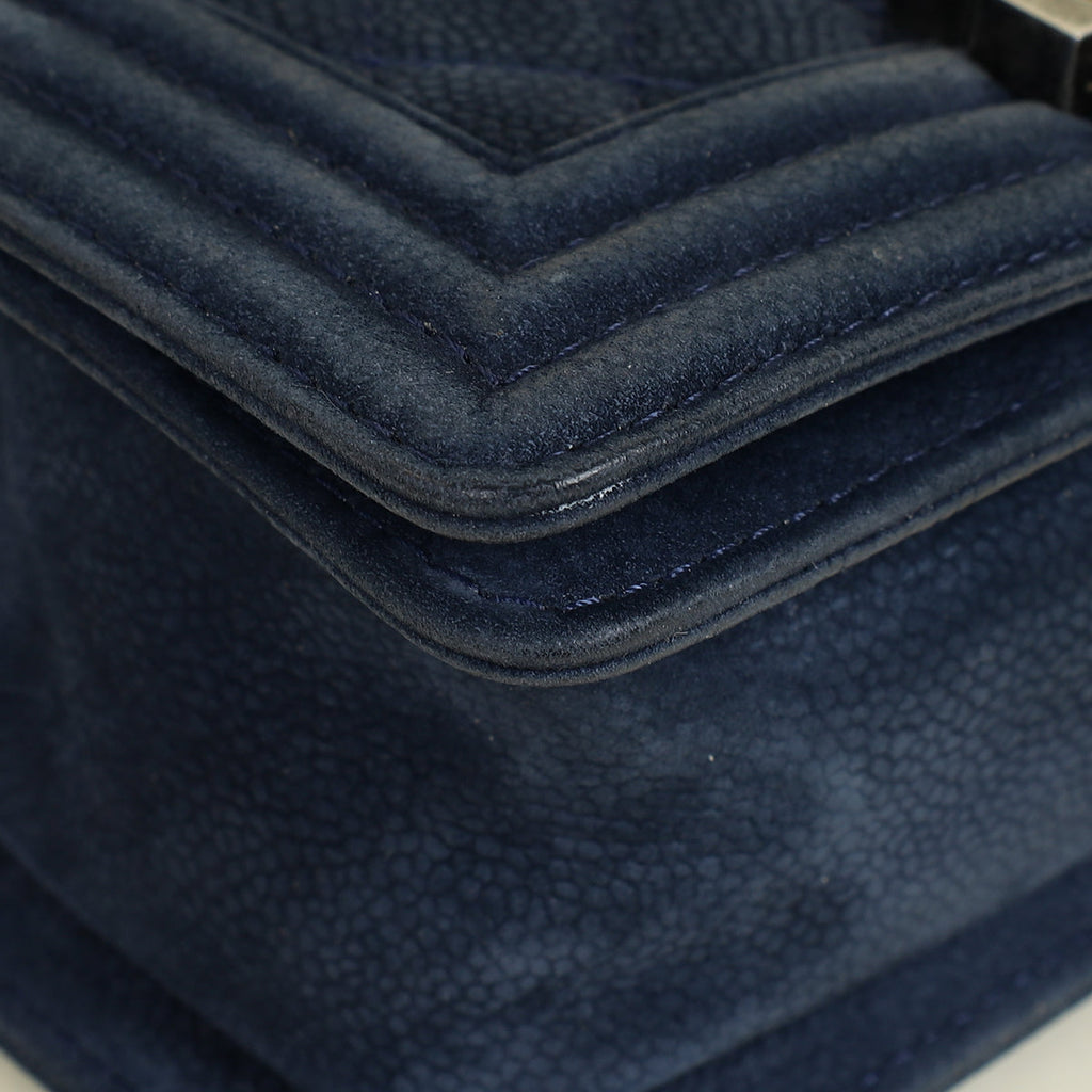 Chanel Navy Blue Le Boy Nubuck Small Flap Bag