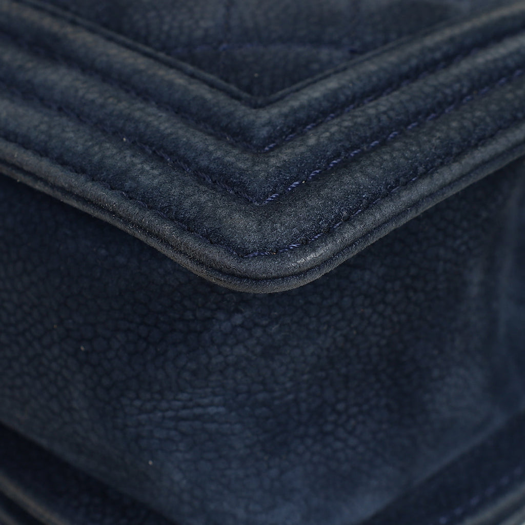 Chanel Navy Blue Le Boy Nubuck Small Flap Bag