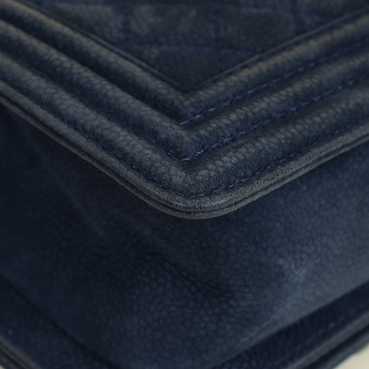 Chanel Navy Blue Le Boy Nubuck Small Flap Bag