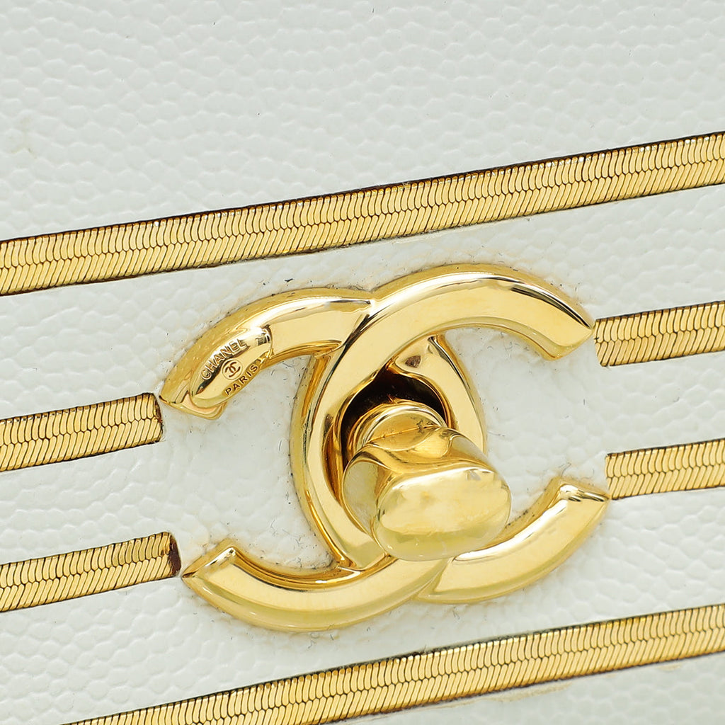 Chanel White CC Captain Gold Clutch
