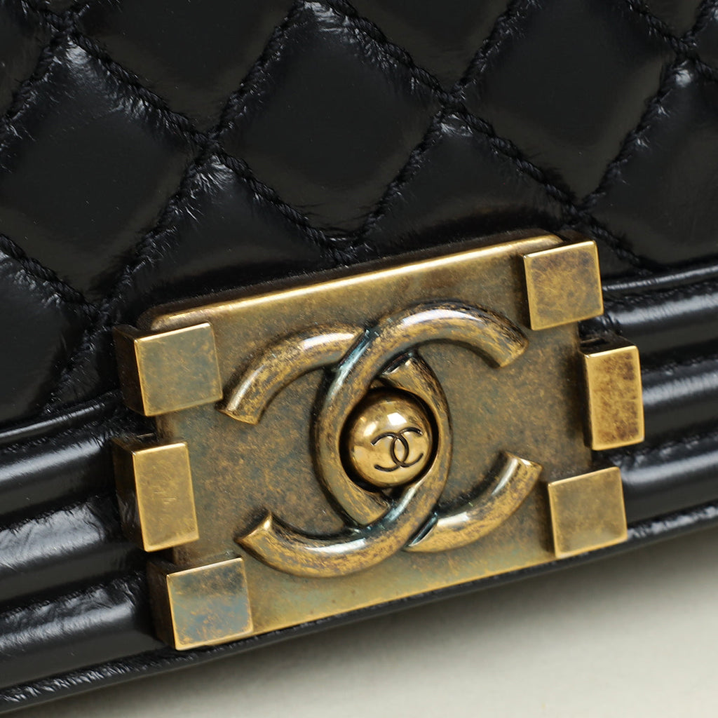 Chanel Black Diamond Quilt Le Boy Flap Large Bag