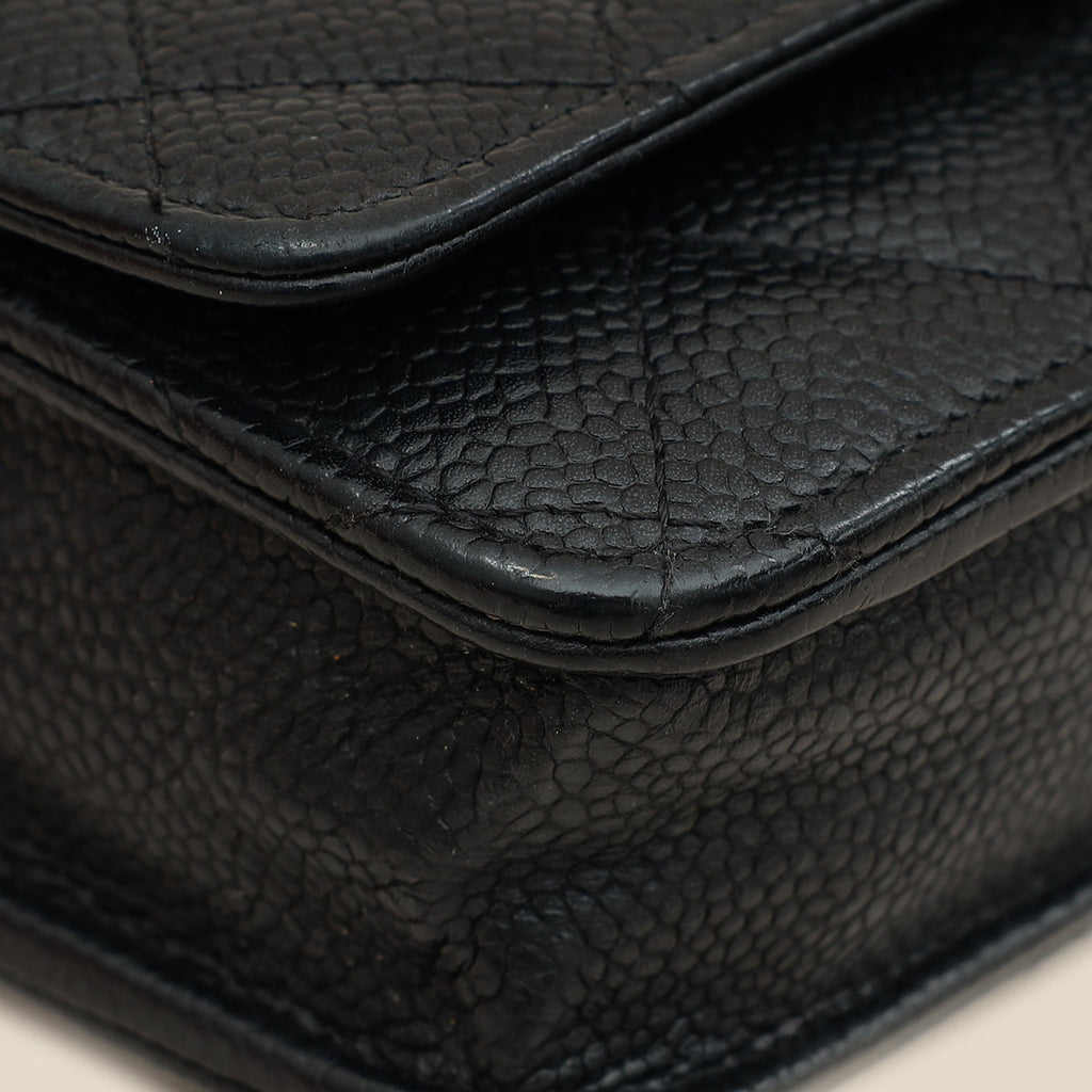 Chanel Black CC Classic Wallet On Chain