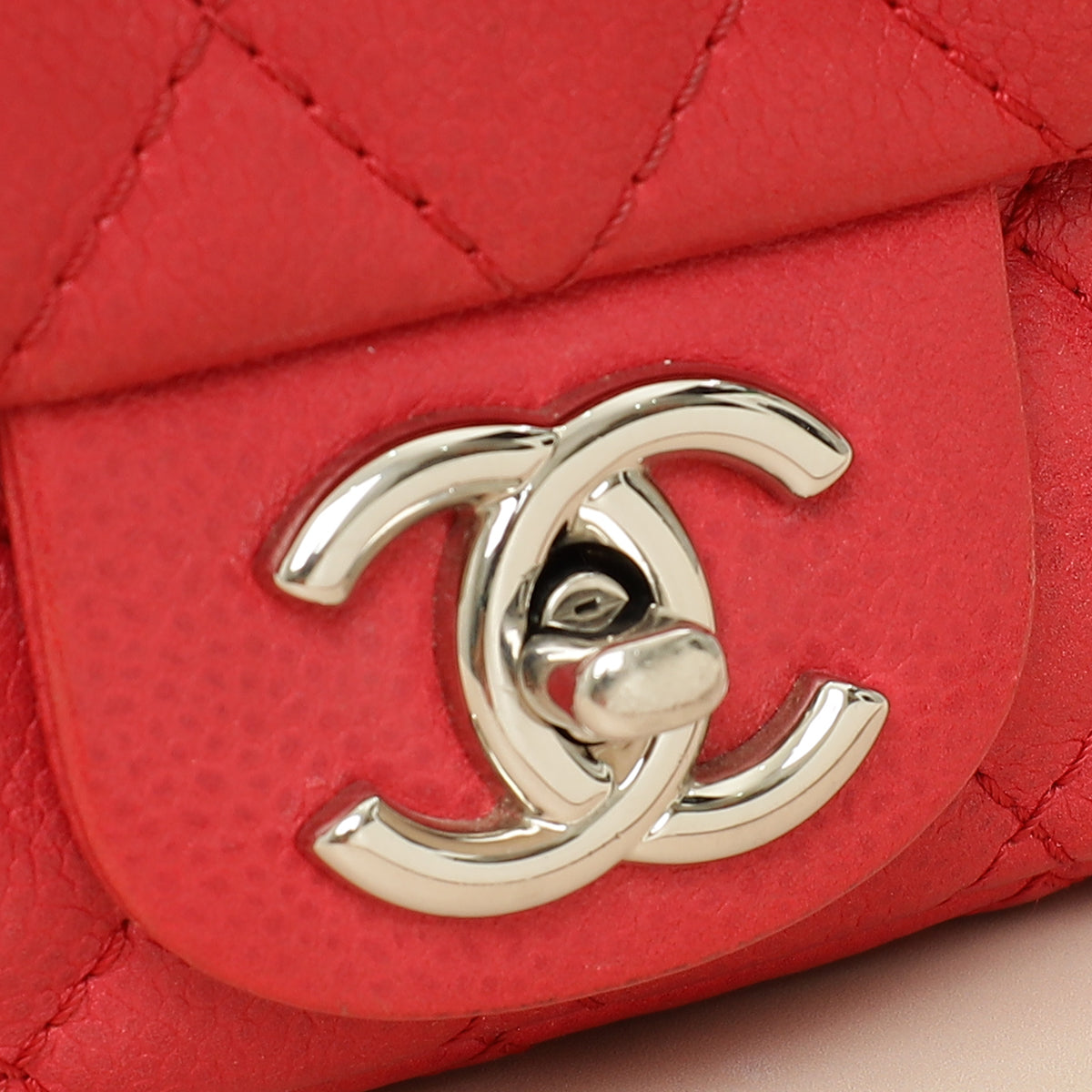 Chanel Red CC Classic Mini Square Flap Bag