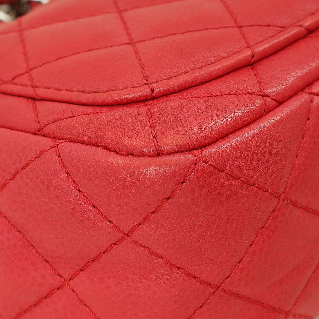 Chanel Red CC Classic Mini Square Flap Bag