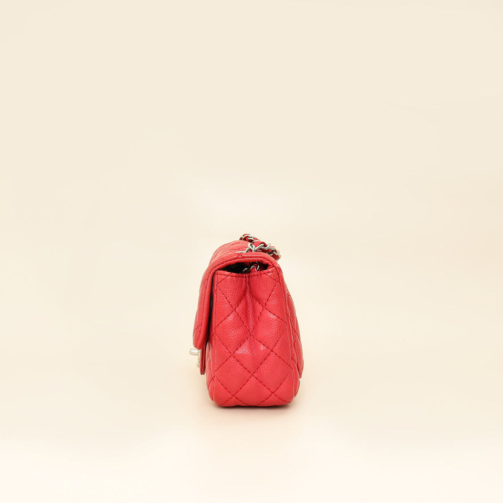 Chanel Red CC Classic Mini Square Flap Bag