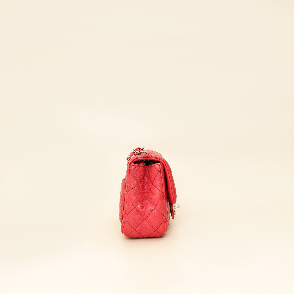 Chanel Red CC Classic Mini Square Flap Bag