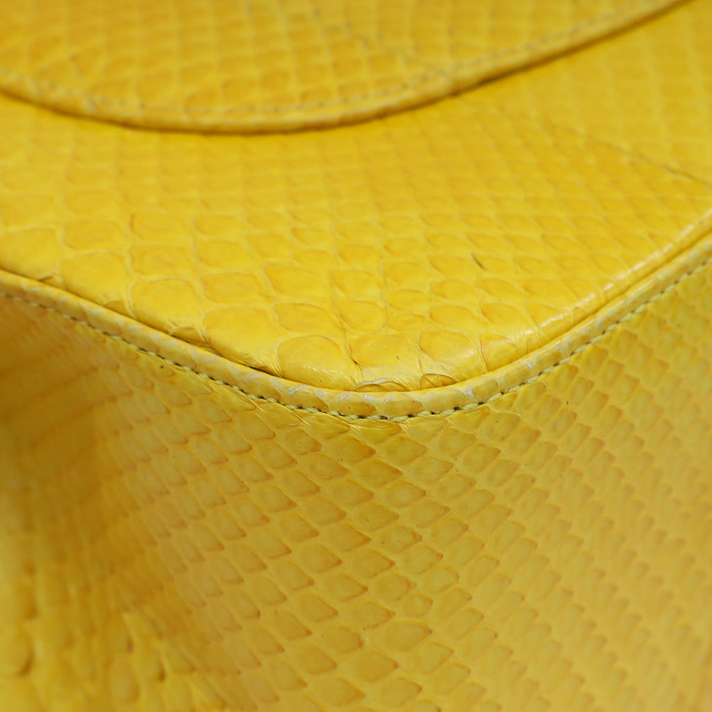 Chanel Yellow Python CC Classic Double Flap Jumbo Bag