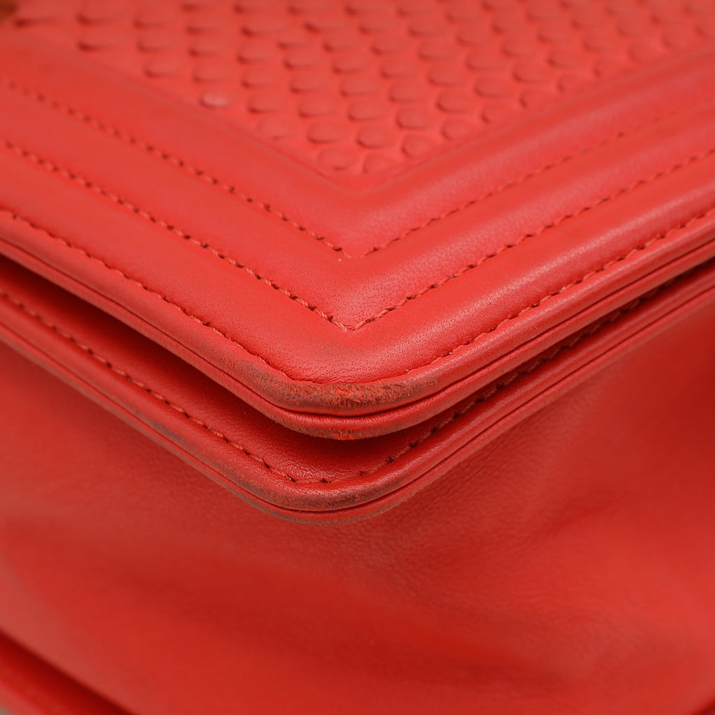 Chanel Red Python Le Boy Medium Bag