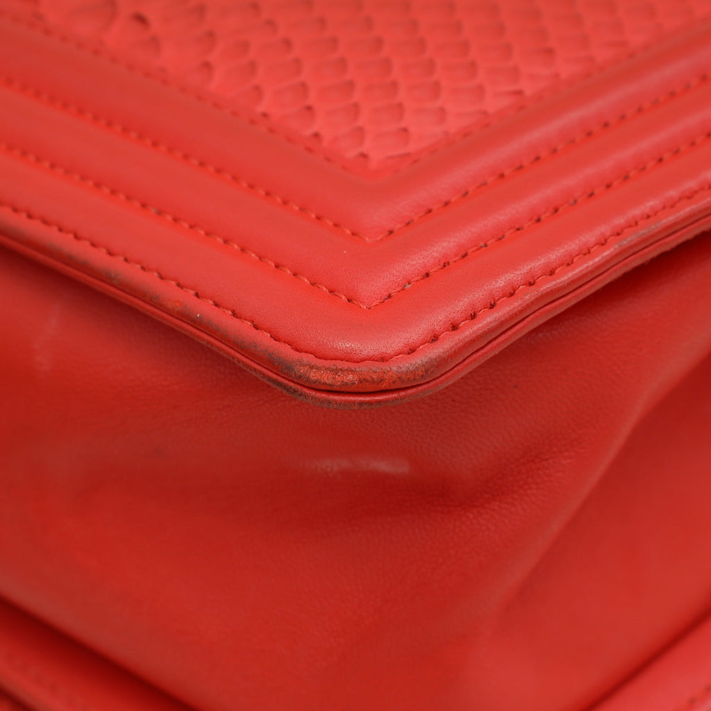 Chanel Red Python Le Boy Medium Bag