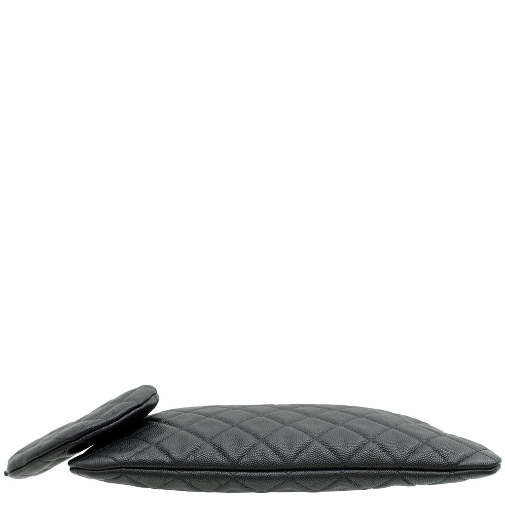 Chanel Black Classic Zipped Pouch W/ Round Coin Purse