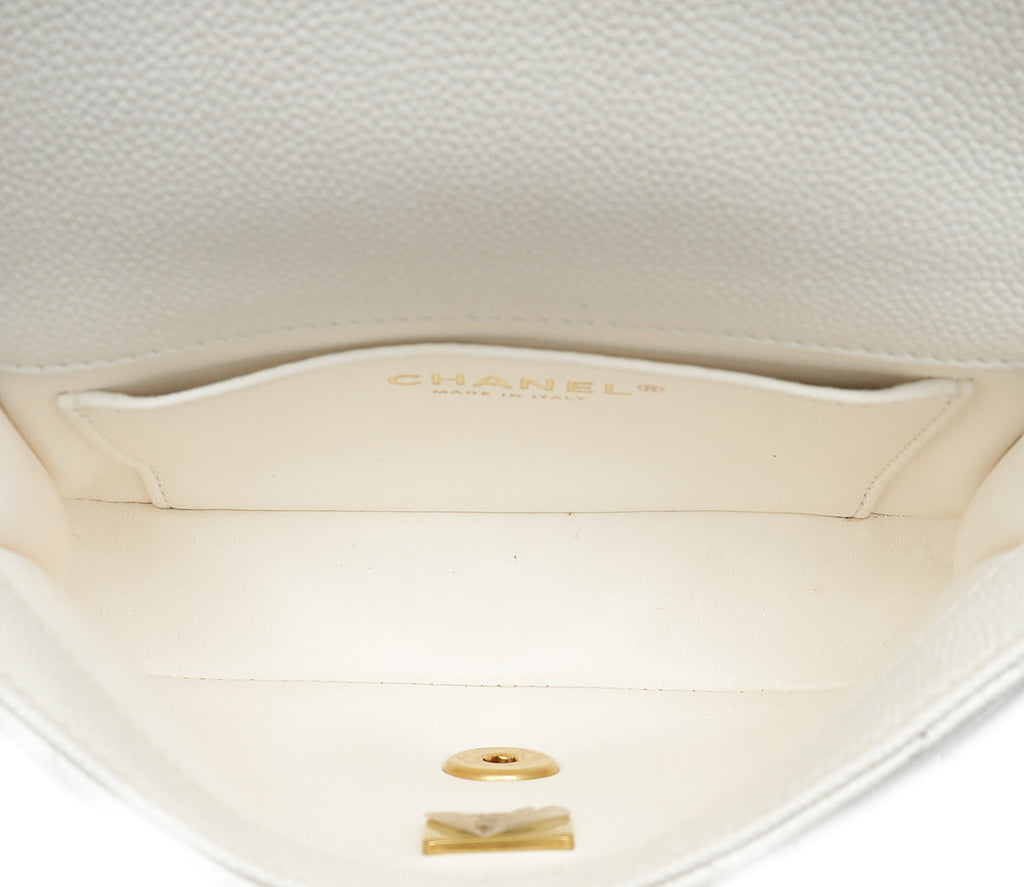 Chanel White CC Sweetheart Crush Mini Rectangular Flap Bag