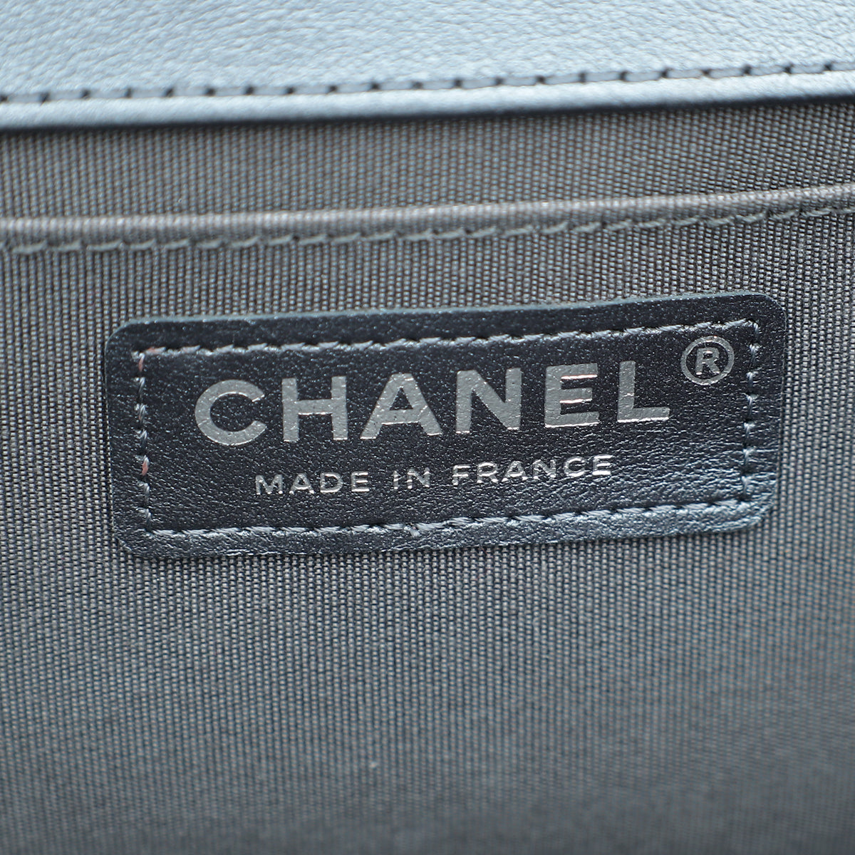 Chanel Metallic Grey Blue Le Boy Embroidered Beads Medium Flap Bag