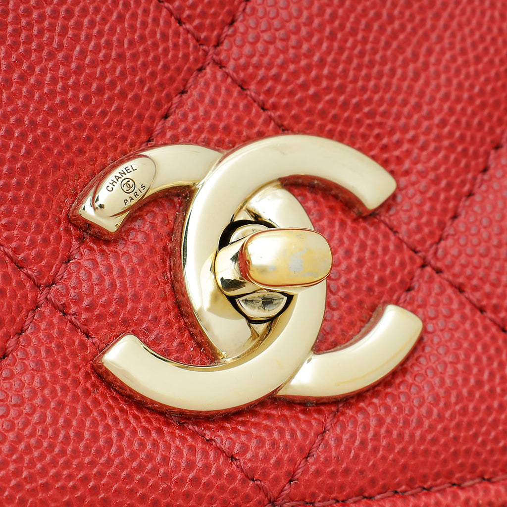 Chanel Red CC Business Affinity Small Top Handle Bag