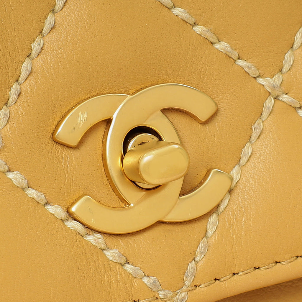 Chanel Beige Wild Stitch Flap Medium Bag