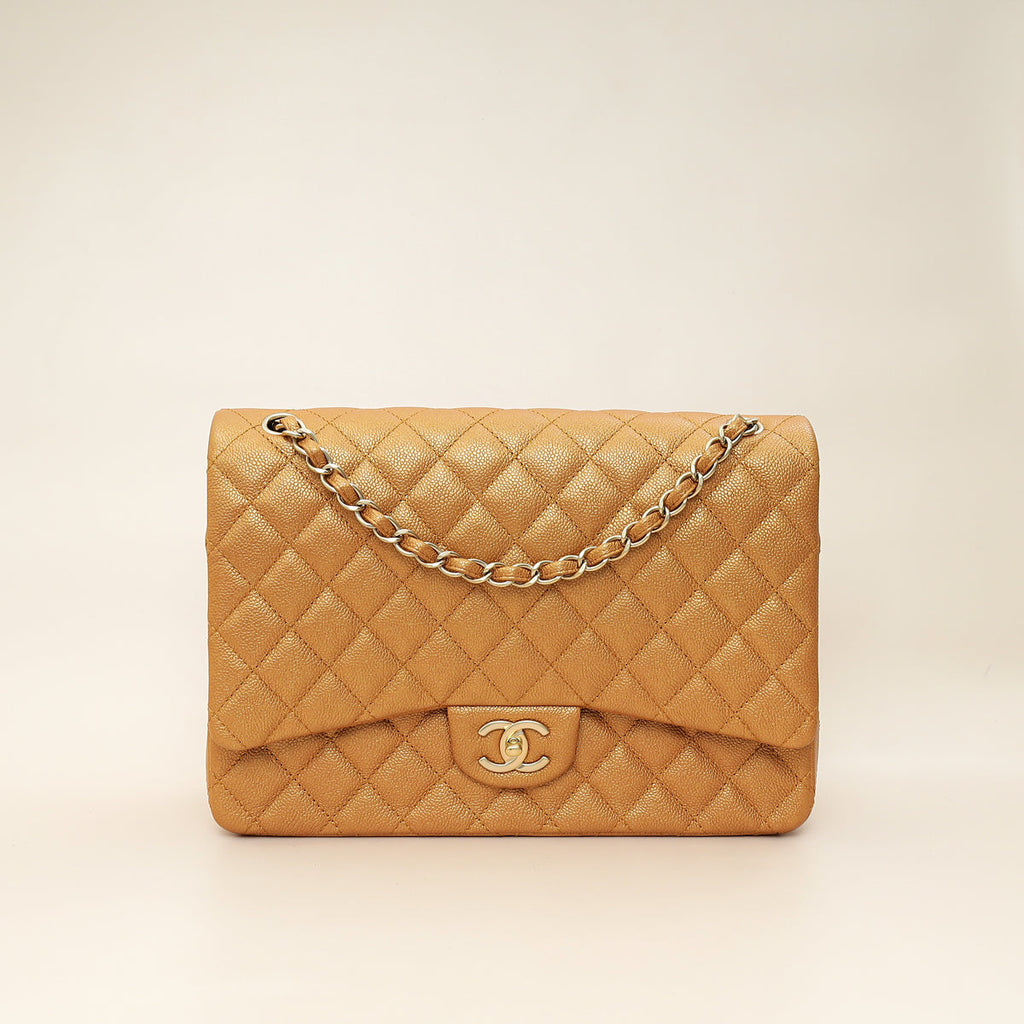 Chanel Metallic Bronze CC Classic Double Flap Maxi Bag