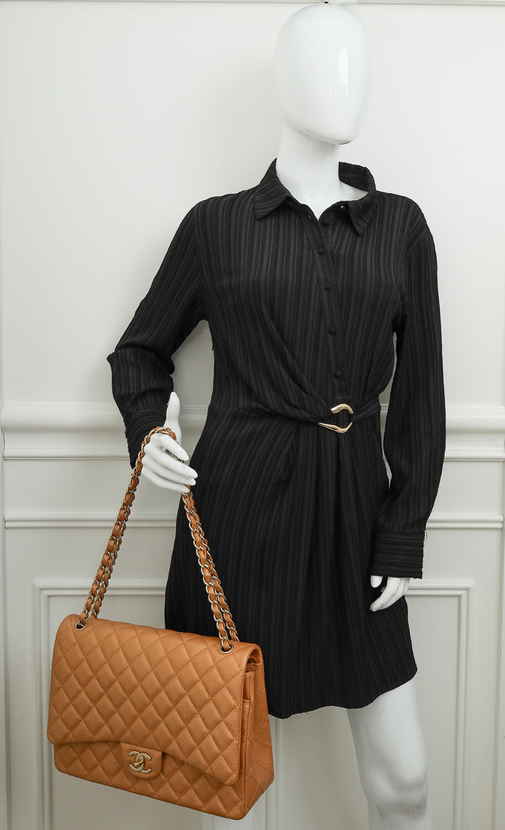 Chanel Metallic Bronze CC Classic Double Flap Maxi Bag