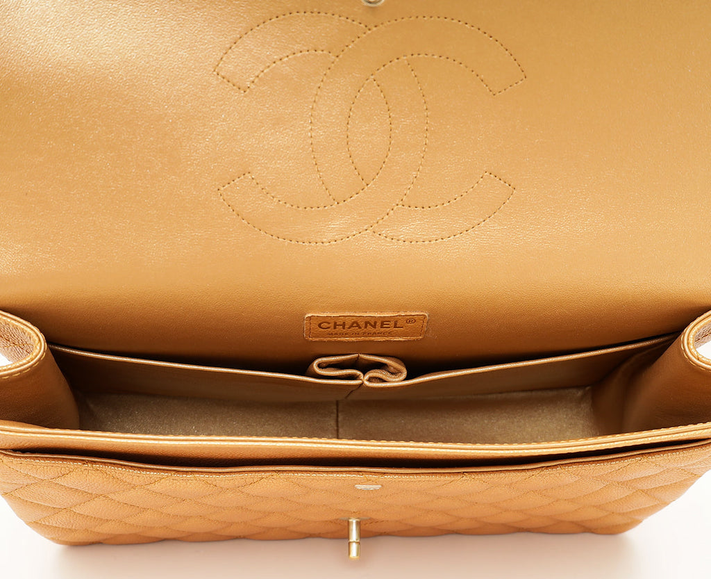 Chanel Metallic Bronze CC Classic Double Flap Maxi Bag