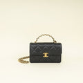 Chanel Black CC Quilted Top Handle Flap Bag