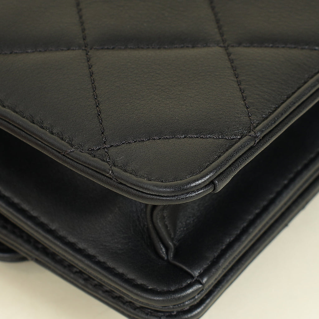 Chanel Black CC Quilted Top Handle Flap Bag