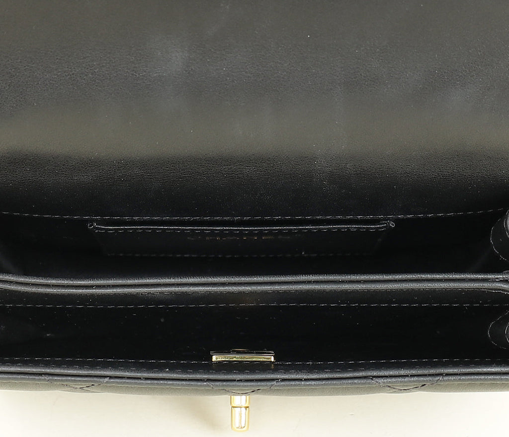 Chanel Black CC Quilted Top Handle Flap Bag