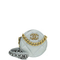 Chanel Metallic Gray 19 Round Mini Clutch w/Chain