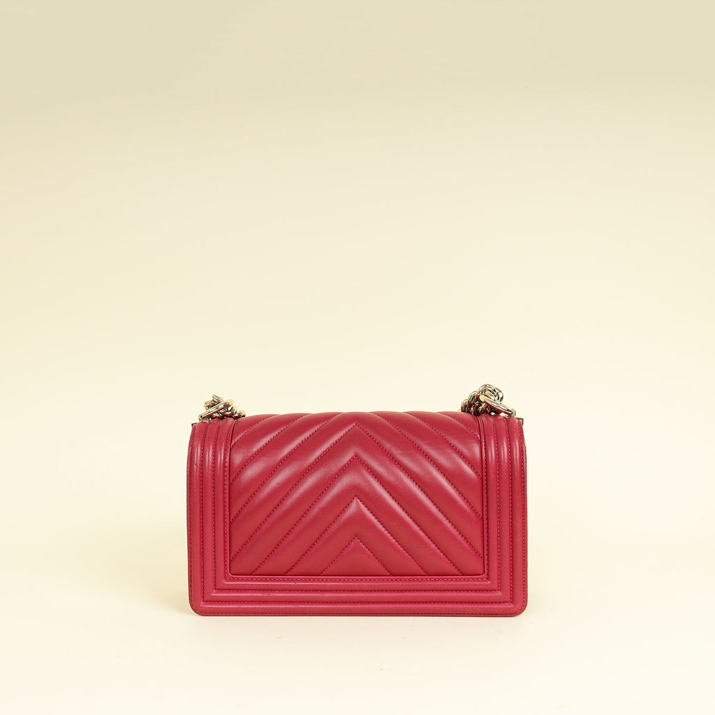 Chanel Dark Fuchsia Le Boy Chevron Medium Flap Bag