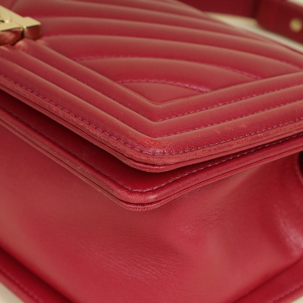 Chanel Dark Fuchsia Le Boy Chevron Medium Flap Bag