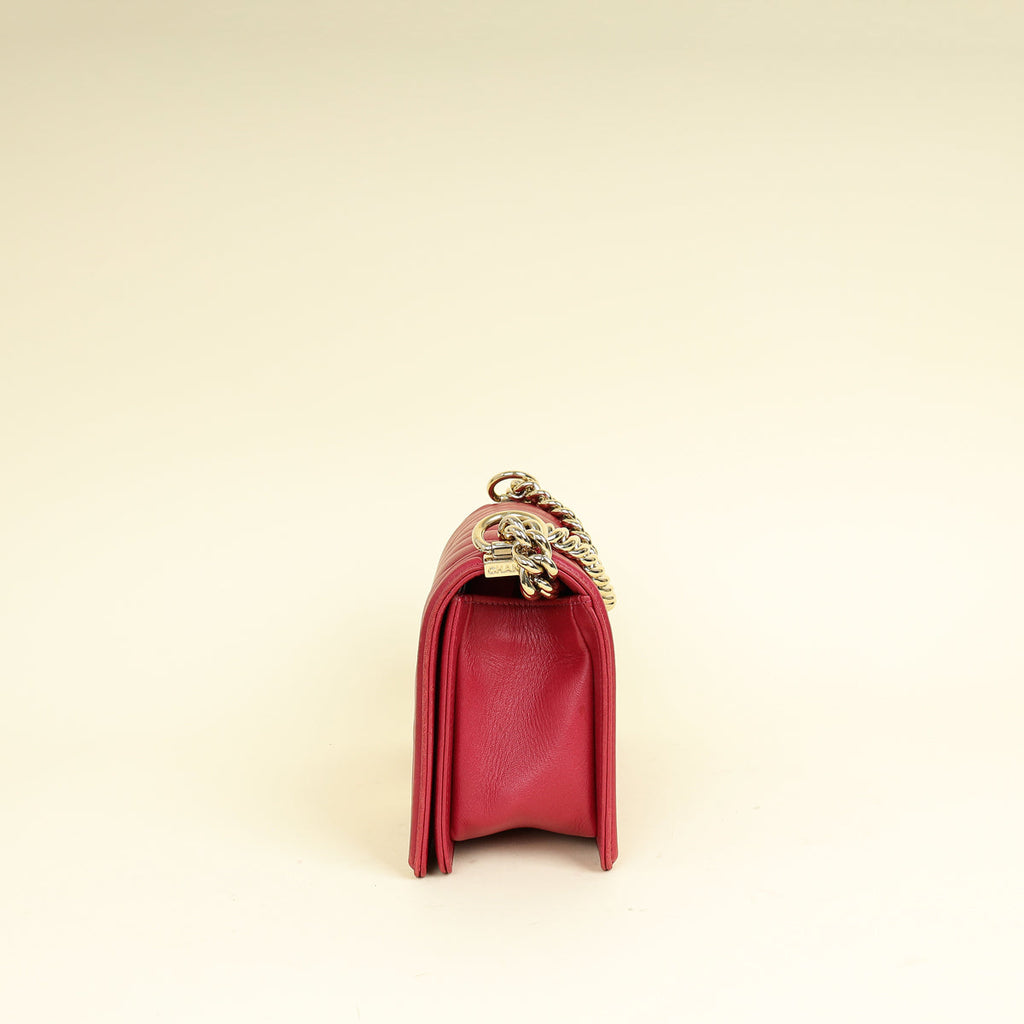 Chanel Dark Fuchsia Le Boy Chevron Medium Flap Bag