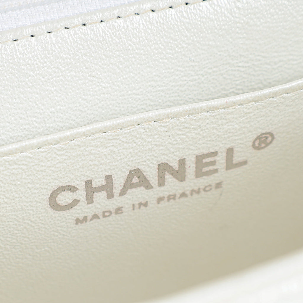 Chanel Metallic Pearly White Mini Rectangular Top Handle Bag