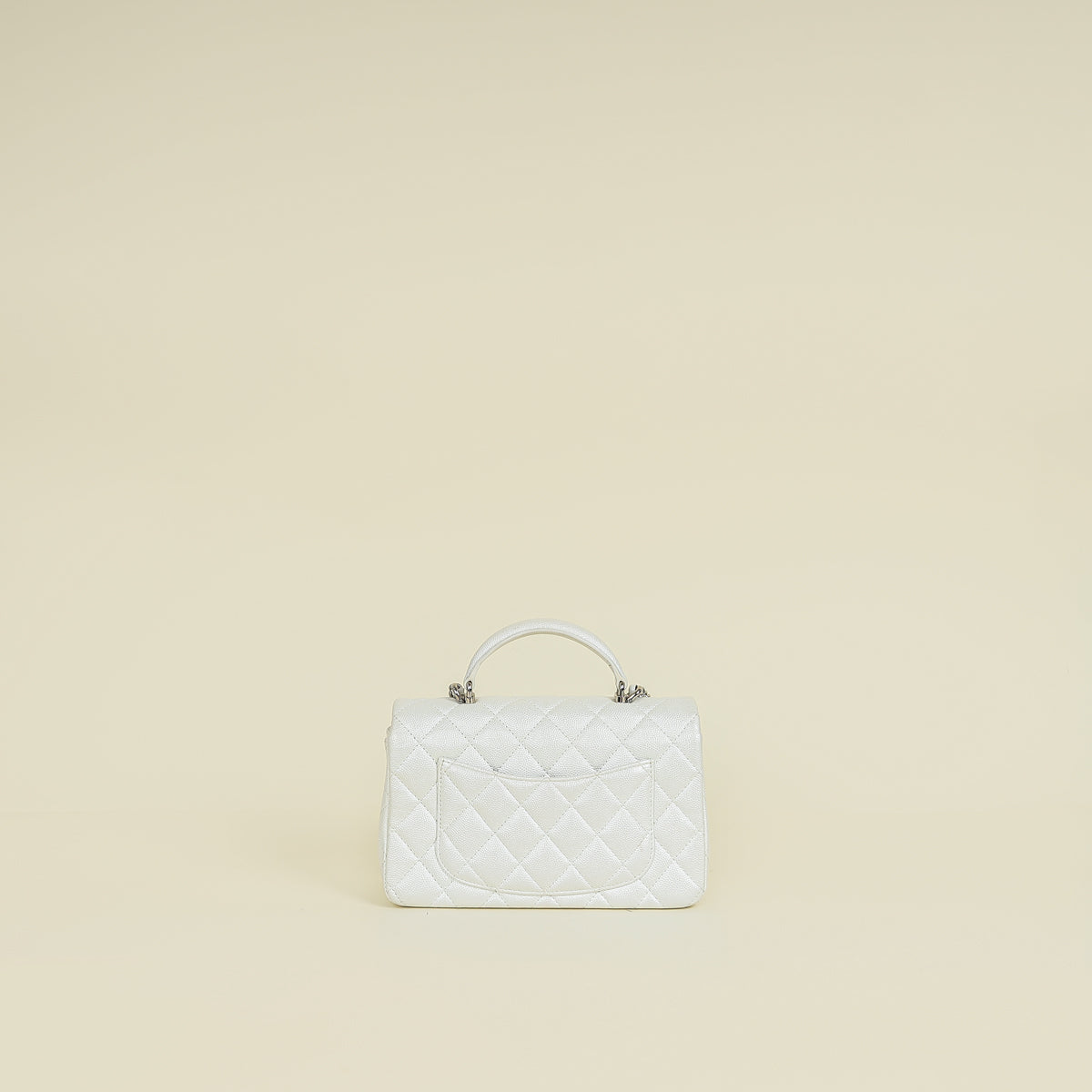 Chanel Metallic Pearly White Mini Rectangular Top Handle Bag