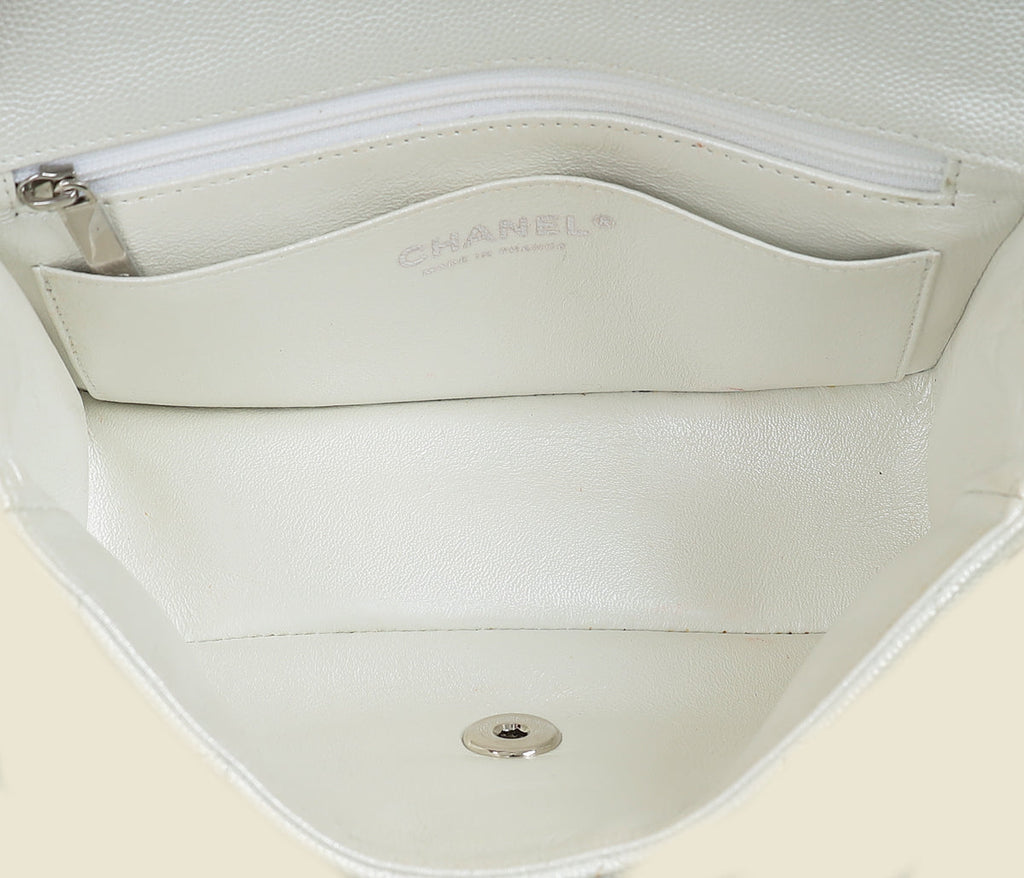 Chanel Metallic Pearly White Mini Rectangular Top Handle Bag