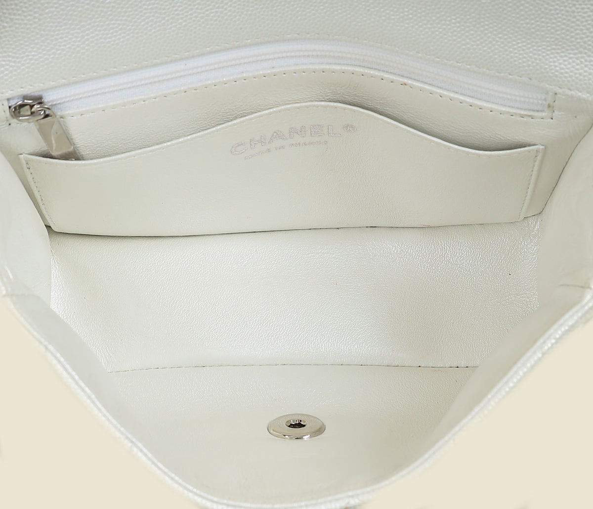 Chanel Metallic Pearly White Mini Rectangular Top Handle Bag